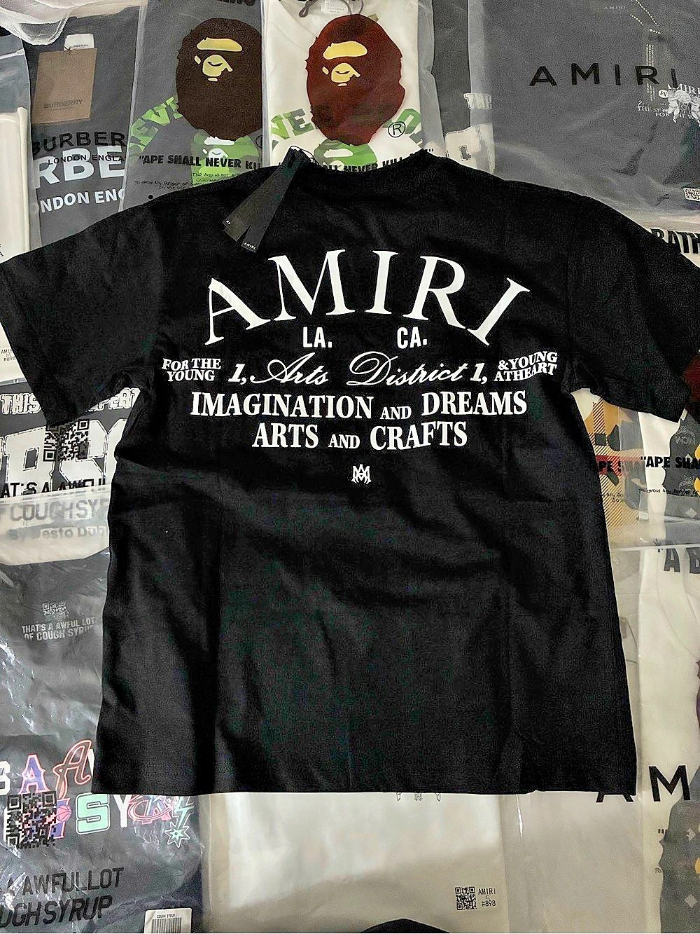 AMIRI Arts District Tee Graphic Short Sleeve Tee Black & White Size small